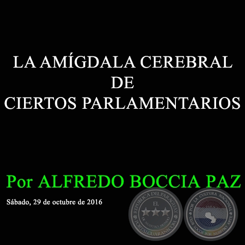 LA AMÍGDALA CEREBRAL DE CIERTOS PARLAMENTARIOS - Por ALFREDO BOCCIA PAZ - Sábado, 29 de octubre de 2016